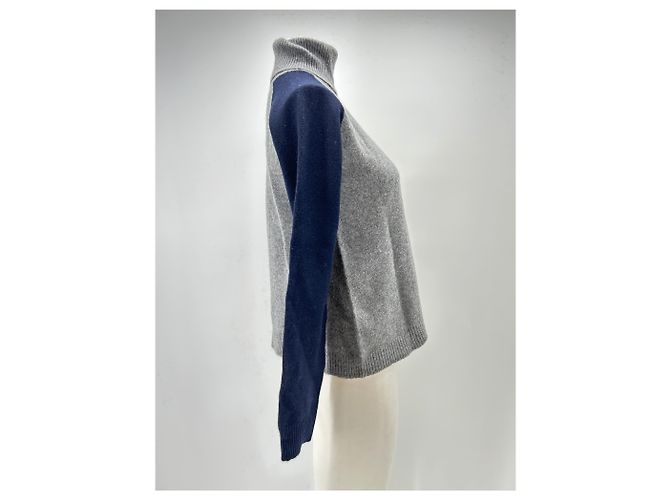 Autre Marque MAJESTIC FILATURES Dreifarbiger Wollpullover Grau - Ansicht 3