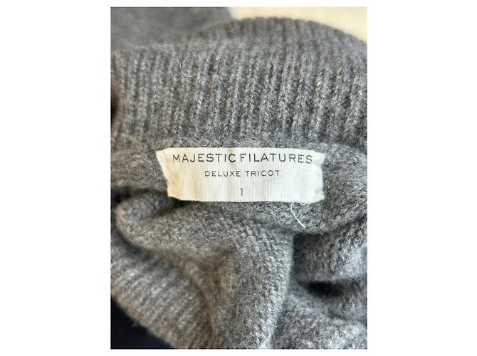 Autre Marque MAJESTIC FILATURES Dreifarbiger Wollpullover Grau - Ansicht 5