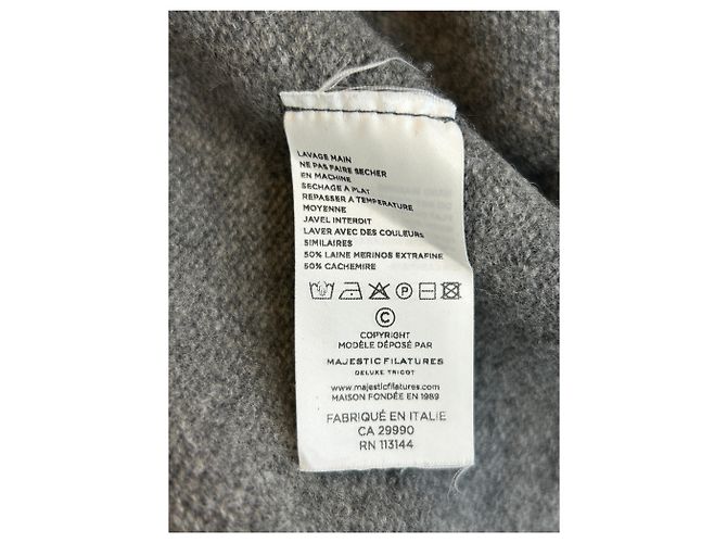 Autre Marque MAJESTIC FILATURES Dreifarbiger Wollpullover Grau - Ansicht 6