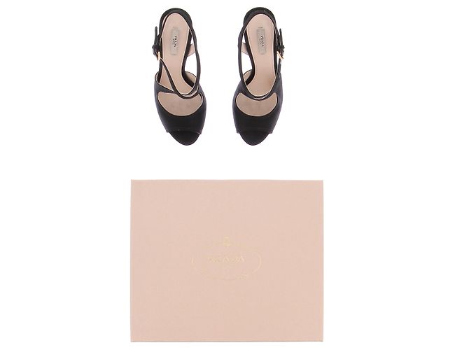 Décolleté aperte in satin nero Prada Taglia 39 - vista 8