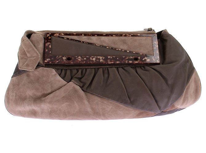 Clutch Fendi To You in pelle e camoscio marrone - vista 2