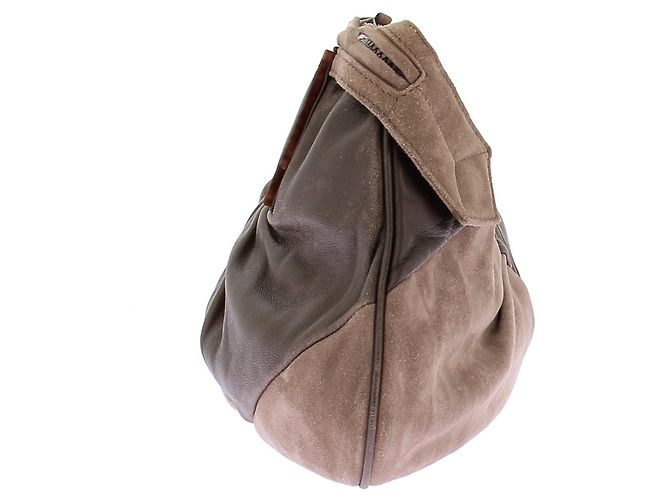 Clutch Fendi To You in pelle e camoscio marrone - vista 4