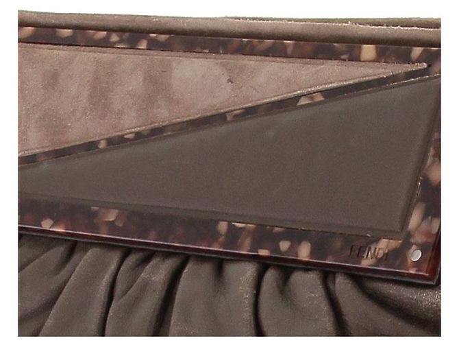 Clutch Fendi To You in pelle e camoscio marrone - vista 7