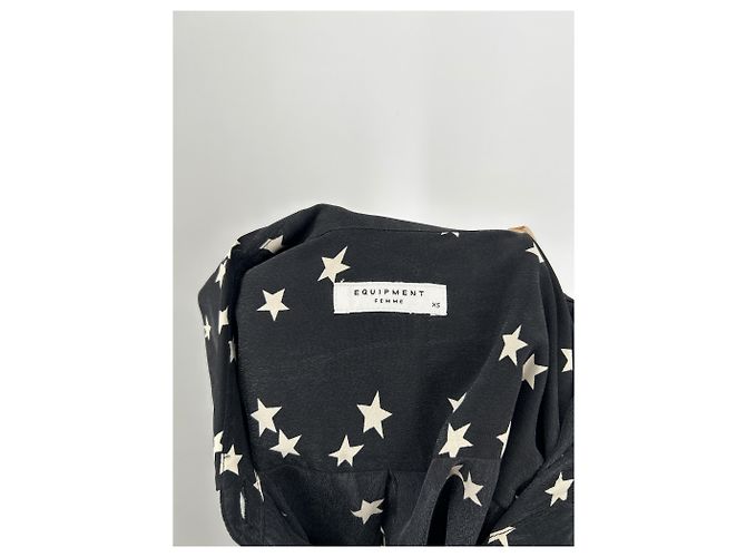 Camisa de seda Equipment negra con estampado de estrellas Negro - vista 5
