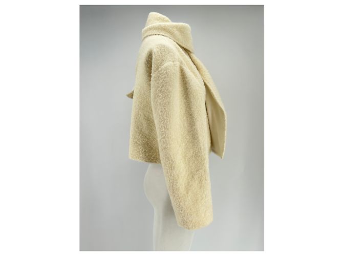 Autre Marque Giacca con sciarpa di lana Beige - vista 3