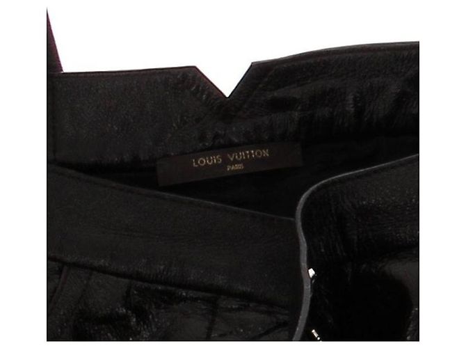 Pantalones Louis Vuitton de cuero charol marrón Castaño - vista 5