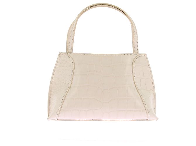 Borsa a mano By Far in pelle beige con rilievo alligatore e oro - vista 2