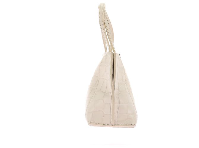 Borsa a mano By Far in pelle beige con rilievo alligatore e oro - vista 3