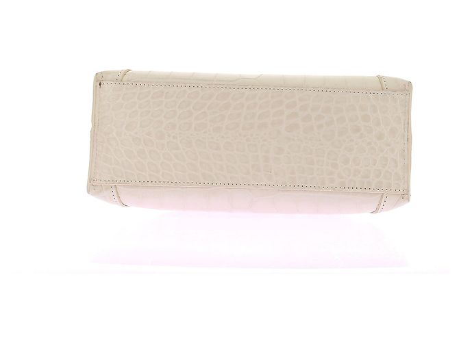 Borsa a mano By Far in pelle beige con rilievo alligatore e oro - vista 6