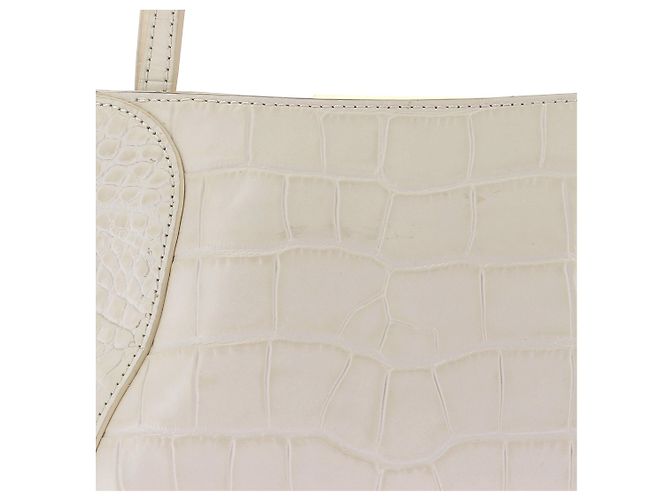 Borsa a mano By Far in pelle beige con rilievo alligatore e oro - vista 8
