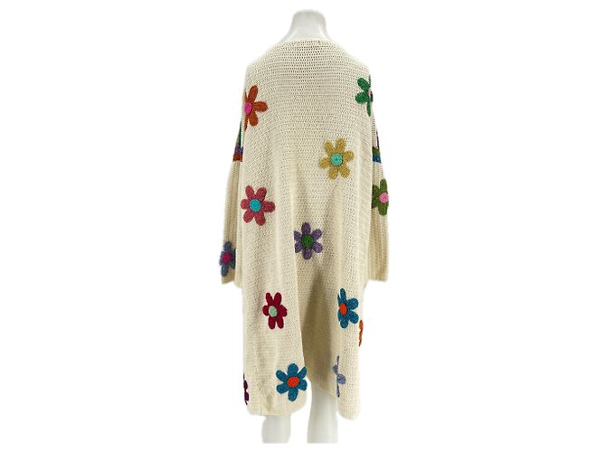 Autre Marque Long cardigan écru ROSE CARMINE avec broderie de fleurs Beige - vue 2