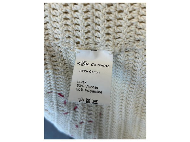 Autre Marque Long cardigan écru ROSE CARMINE avec broderie de fleurs Beige - vue 6