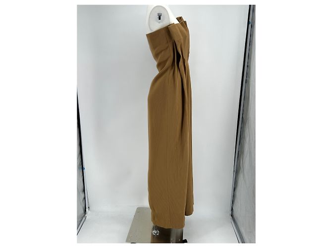 Vestido largo sin tirantes de lana marrón The Row - vista 3