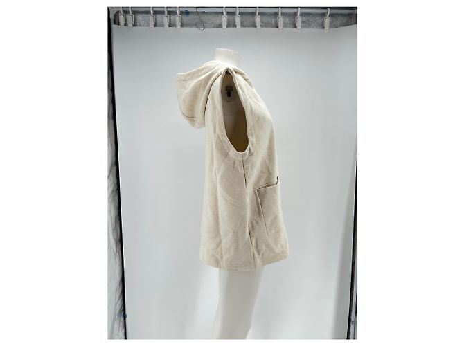 Autre Marque Ärmelloser ecrufarbener Cardigan Beige - Ansicht 3