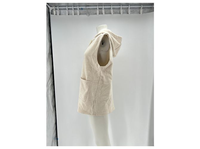 Autre Marque Ärmelloser ecrufarbener Cardigan Beige - Ansicht 4
