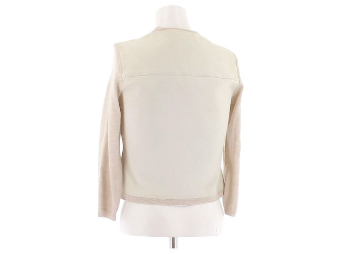 Stouls Cardigan aus Wolle und Leder Weiß - Ansicht 2