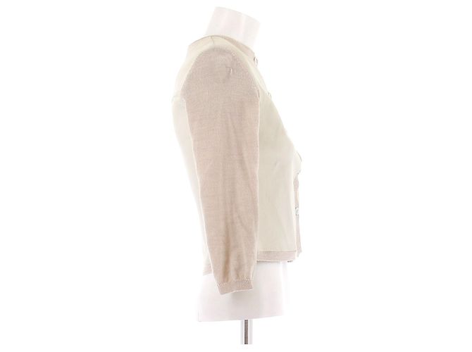 Stouls Cardigan aus Wolle und Leder Weiß - Ansicht 3