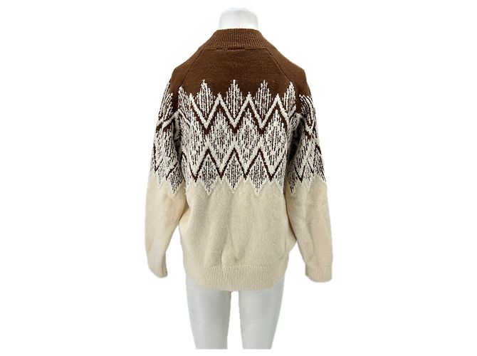 Autre Marque Braun-beige gemusterter Pullover - Ansicht 2