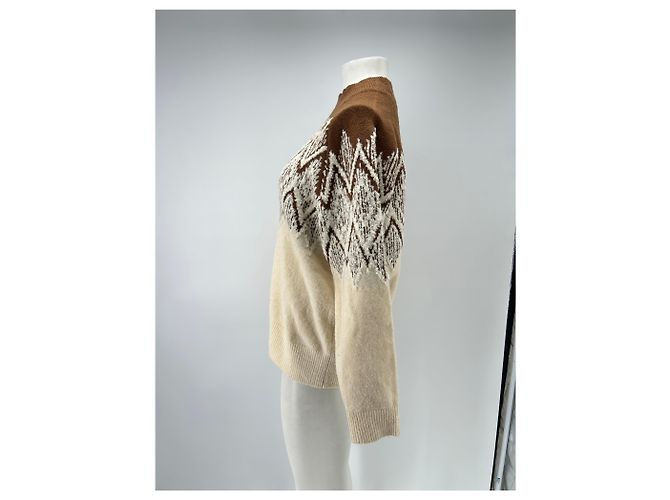 Autre Marque Braun-beige gemusterter Pullover - Ansicht 4
