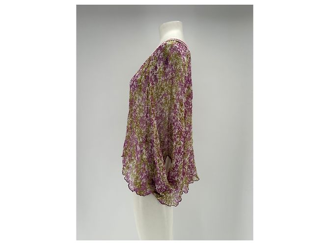 Autre Marque Blusa in seta POUPETTE ST BARTH Verde e Viola Porpora - vista 4