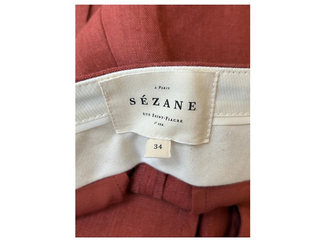 Pantalones cortos de lino SéZane burdeos - vista 3
