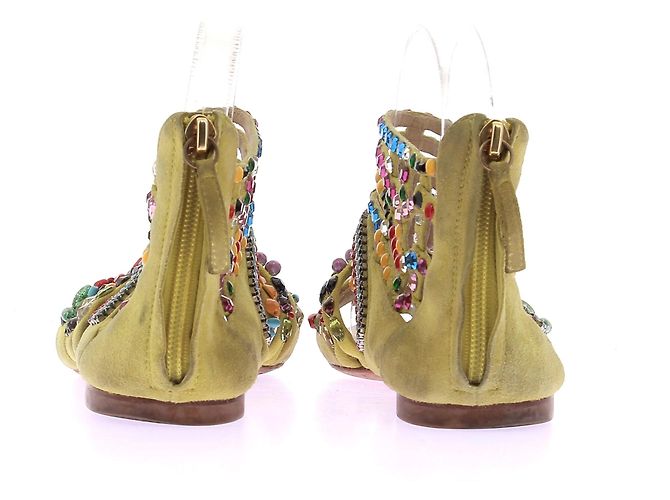Sandali Giuseppe Zanotti in suede giallo con strass e perle - vista 5