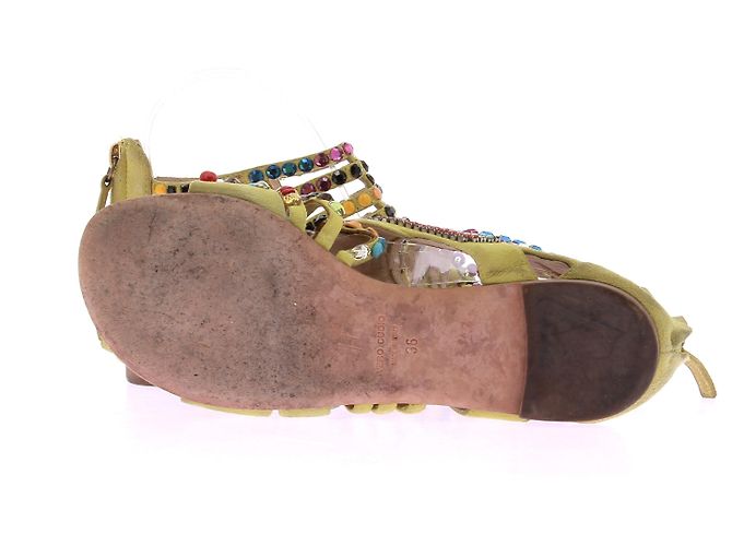 Sandali Giuseppe Zanotti in suede giallo con strass e perle - vista 7