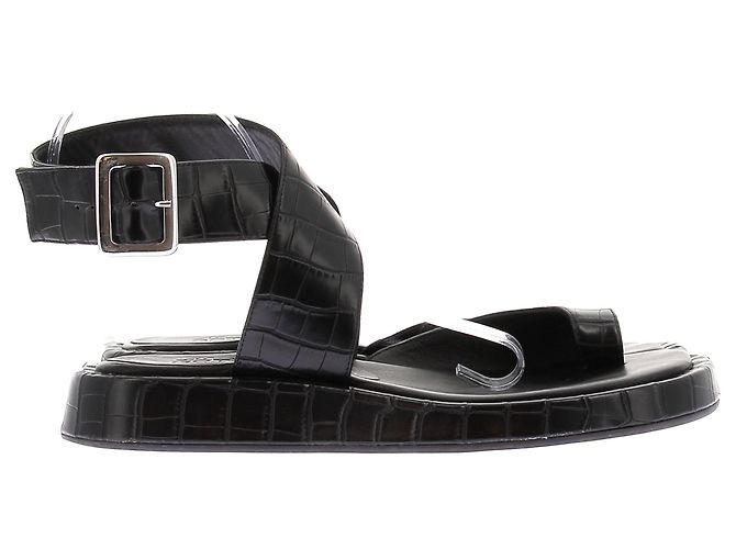 Autre Marque Sandali piatti in pelle nera GIA BORGHINI Nero - vista 2