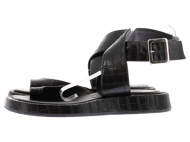 Autre Marque Sandali piatti in pelle nera GIA BORGHINI Nero - vista 3