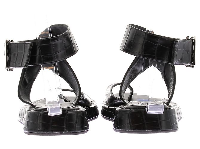Autre Marque Sandali piatti in pelle nera GIA BORGHINI Nero - vista 5