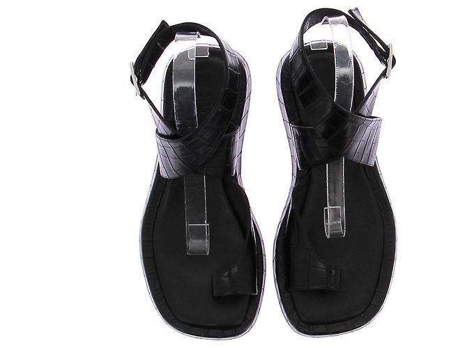 Autre Marque Sandali piatti in pelle nera GIA BORGHINI Nero - vista 6