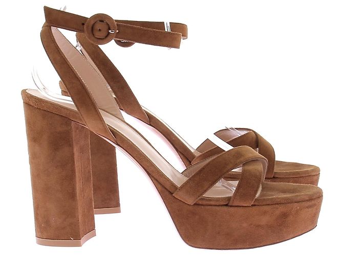 Gianvito Rossi Sandali con tacco in camoscio Marrone - vista 2