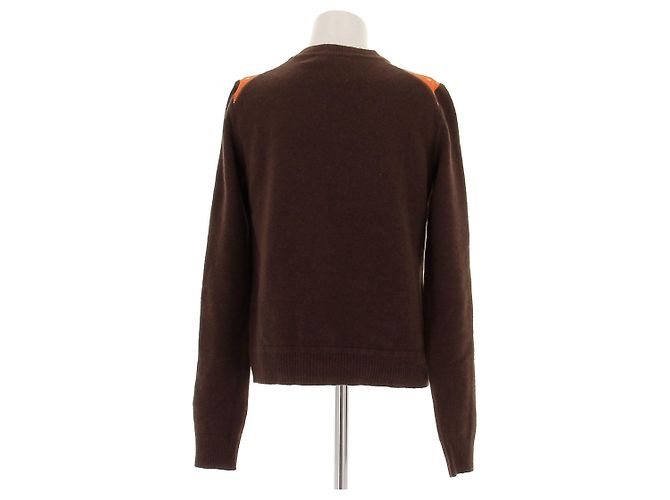 Hermès Seidenpullover braun mit Print - Ansicht 2