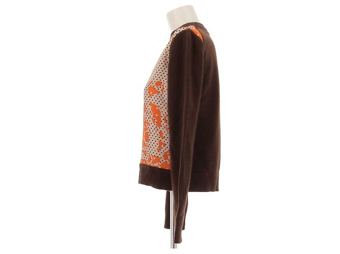 Hermès Seidenpullover braun mit Print - Ansicht 4