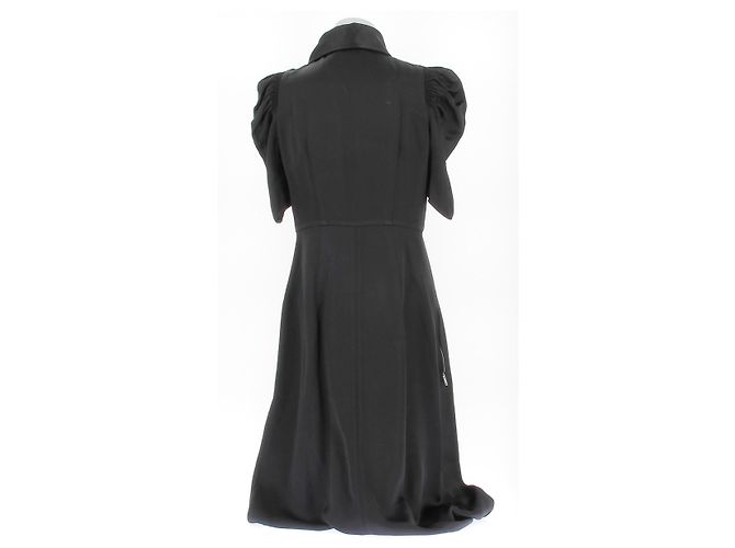Céline Schwarzes langes Kleid mit Puffärmeln - Ansicht 2