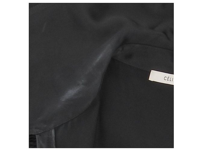 Céline Schwarzes langes Kleid mit Puffärmeln - Ansicht 5
