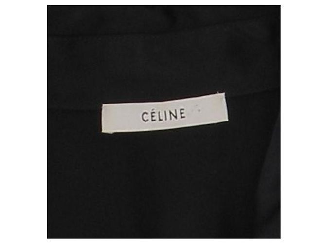 Céline Schwarzes langes Kleid mit Puffärmeln - Ansicht 6