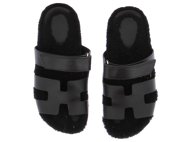 Hermès Sandali in shearling Nero - vista 6
