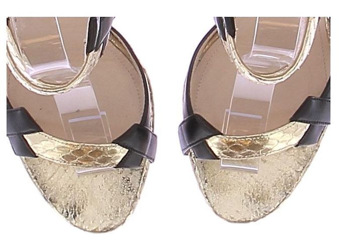 Elie Saab Sandali con tacco neri e dorati Nero - vista 7