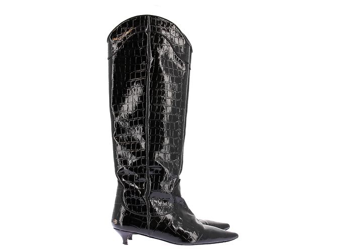 Anine Bing Botas de tacón de cuero charol Negro - vista 2