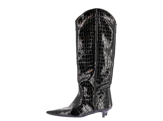 Anine Bing Botas de tacón de cuero charol Negro - vista 3