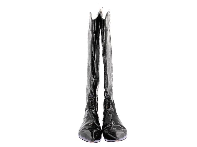Anine Bing Botas de tacón de cuero charol Negro - vista 4