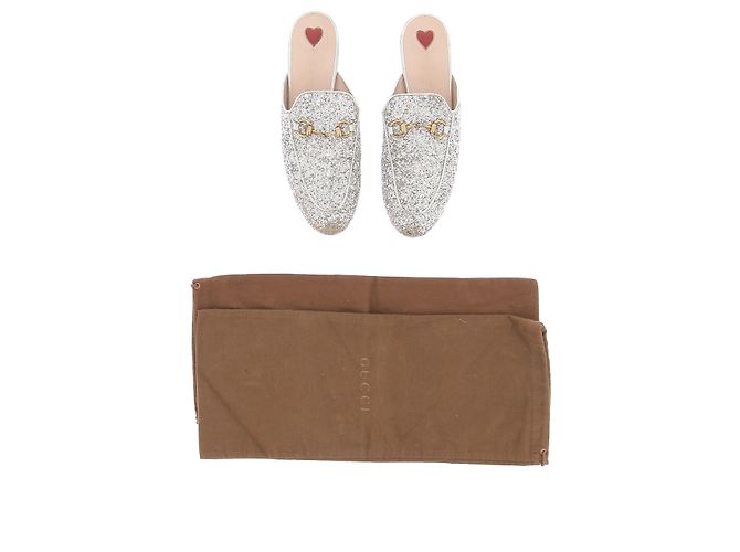 Gucci Mule con paillettes "Princetown" Argento - vista 9