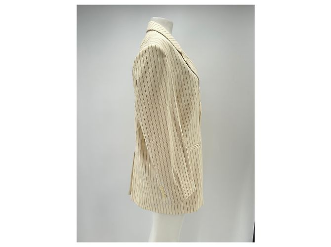 Autre Marque Beige Blazer mit feinen Streifen - Ansicht 3