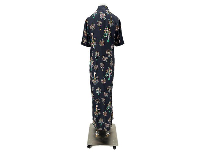 DMN Vestido camisa negro estampado en seda - vista 2