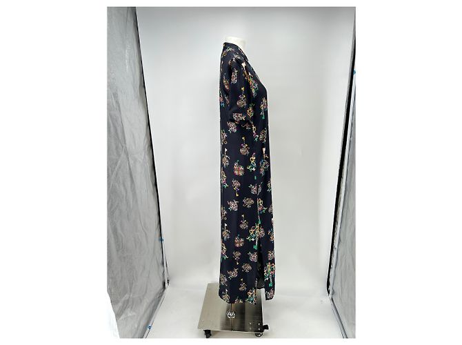 DMN Vestido camisa negro estampado en seda - vista 3