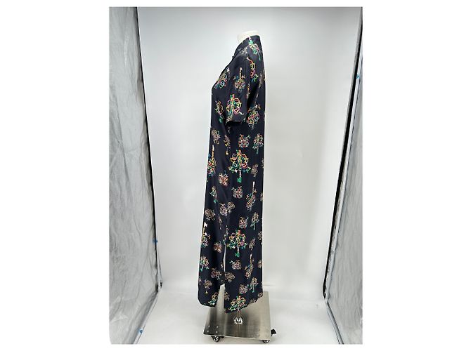 DMN Vestido camisa negro estampado en seda - vista 4