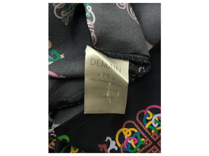 DMN Vestido camisa negro estampado en seda - vista 5