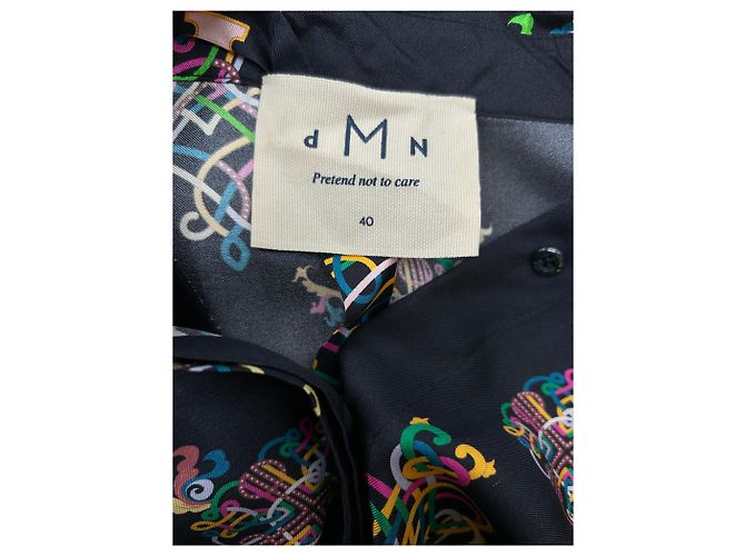 DMN Vestido camisa negro estampado en seda - vista 6