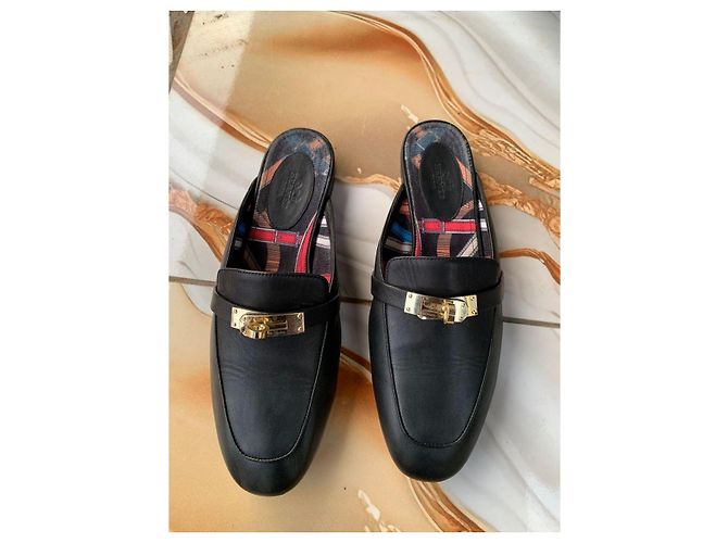 Mule Hermès OZ in pelle nera Nero - vista 2